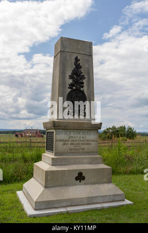 La 82e d'infanterie de New York Monument, Gettysburg National Military Park, Virginia, United States. Banque D'Images