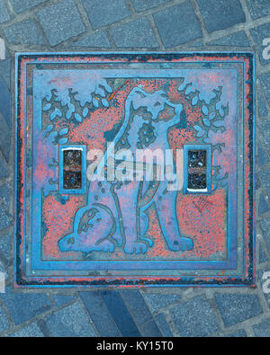 TOKYO, JAPON - 28 NOVEMBRE 2015 : couvercle de trou d'Hachiko à Shibuya station, le chien est remarquable loyauté à son propriétaire qui s'est poursuivi pendant dix ans wa Banque D'Images