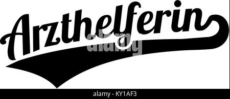Assistant du médecin mot allemand retro style Banque D'Images