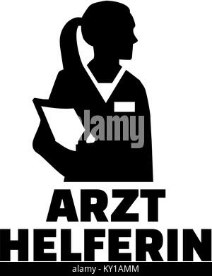 Assistant du médecin allemand avec silhouette titre de l'offre Banque D'Images