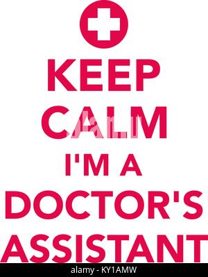 Restez calme je suis un médecin assistant avec croix rouge Banque D'Images