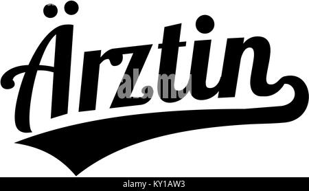 Femme médecin mot allemand en rétro font Banque D'Images