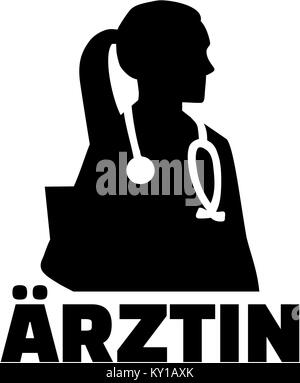Silhouette femme médecin allemand avec titre de l'offre Banque D'Images