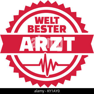 World's best médecin allemand emblème avec fréquence cardiaque Banque D'Images