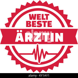 World's best femme médecin avec fréquence cardiaque emblème allemand Banque D'Images