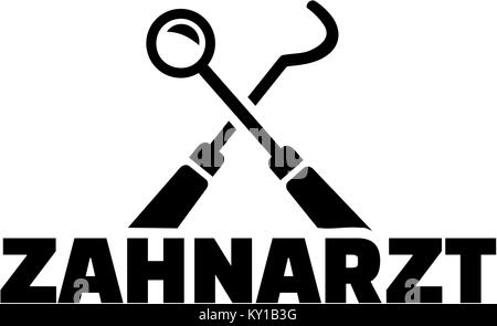 Titre d'emploi allemand dentiste avec outils croisés Banque D'Images