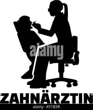 Silhouette femme dentiste avec titre d'emploi féminin Banque D'Images