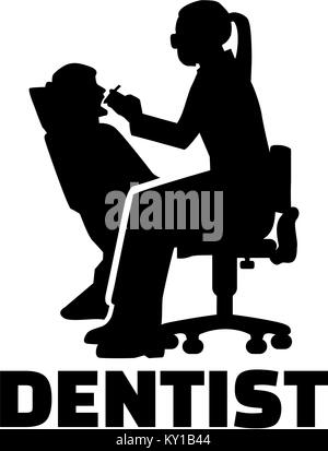 Silhouette femme dentiste avec titre de l'offre Banque D'Images