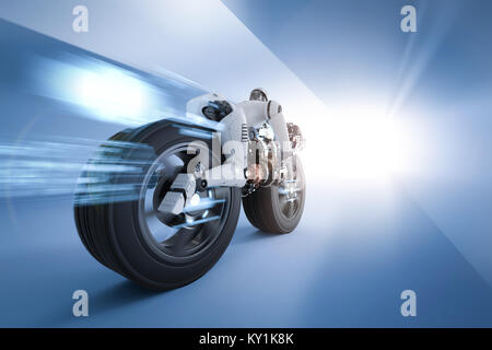 Robot de rendu 3d'équitation sur moto avec vitesse Banque D'Images