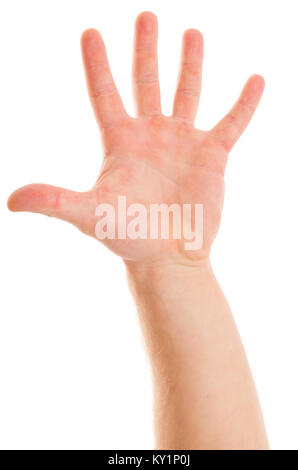 La main de l'homme indiquant les cinq doigts Banque D'Images