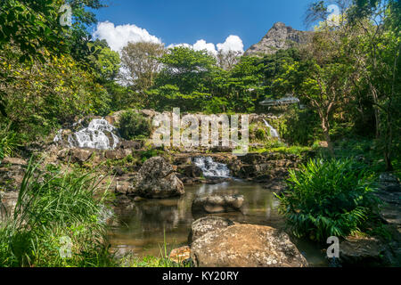 Wasserfall im Park des Maison / Maison Eureka Eureka à Moka, Maurice, Afrika | Eureka Maison / Maison Eureka en cascade gardens, moka, Ile Maurice Banque D'Images