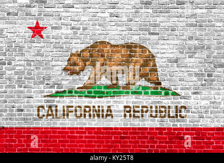 République de Californie US flag peint sur mur brique old vintage Banque D'Images