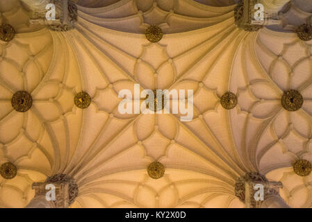 Le plafond de la Lonja de Zaragoza (Saragosse) tranche, situé à côté de la Basilica del Pilar. Credit : Karal Pérez / Alamy. Banque D'Images