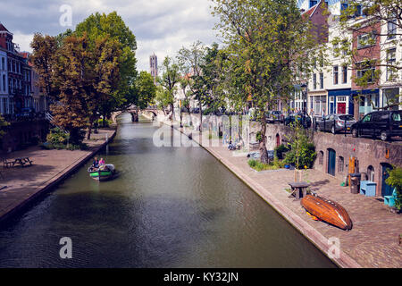 Centre-ville d'Utrecht de canaux. Banque D'Images