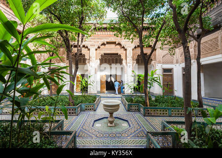 MARRAKECH, MAROC - 22 février 2016 : le Palais de la Bahia, Marrakech est un palais et un ensemble de jardins situé à Marrakech, Maroc. Banque D'Images