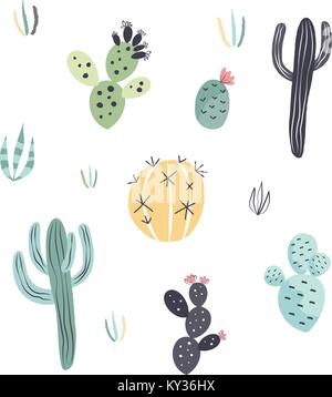 Mignon cactus illustré modèle vectoriel continu Illustration de Vecteur