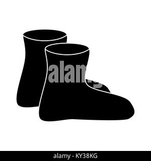 Des bottes en caoutchouc , silhouette simple caricature les endurants isolé sur fond blanc Illustration de Vecteur