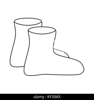 Bottes de caoutchouc contours, cartoon gumboots simple isolé sur fond blanc Illustration de Vecteur