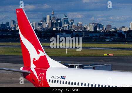 Avions Qantas à Sydney, Kingsford Smith, l'aéroport, New South Wales, Australie Banque D'Images