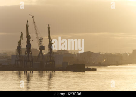 Heabour belfast au coucher du soleil Banque D'Images