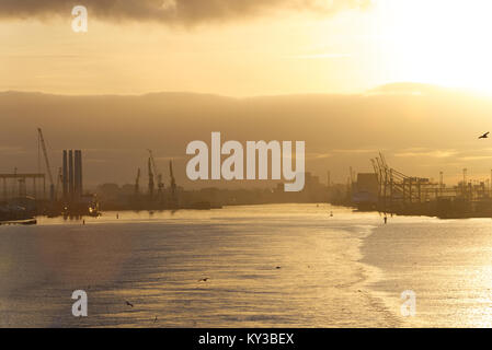 Heabour belfast au coucher du soleil Banque D'Images