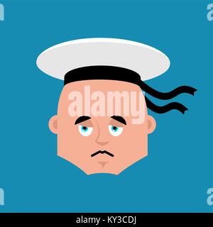 Emoji triste marin. Soldat russe marin triste émotions avatar. Militaire marin en Russie ennuyeux. Illustration pour le 23 février. Défenseur de père Illustration de Vecteur