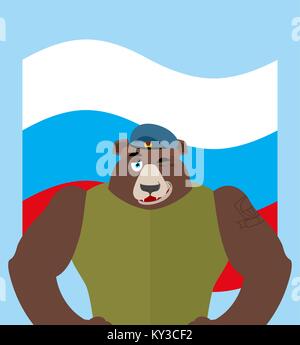 23 février. Défenseur de l'ours soldat russe. Défenseur de la Patrie 24. Défenseur de l'ours soldat russe. Maison de vacances militaire nationale en Russie. Illustration de Vecteur