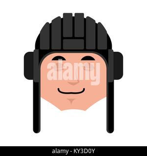 Tankman emoji de couchage. Soldat russe endormi émotion avatar. Tankman en Russie militaire en déshérence. Illustration pour le 23 février. Défenseur de l'Fatherlan Illustration de Vecteur