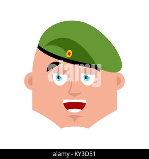 Soldat russe emoji heureux. Les troupes aéroportées joyeux émotion avatar. Militaire parachutiste en Russie joyeux. Illustration pour le 23 février. Défenseur de fa Illustration de Vecteur