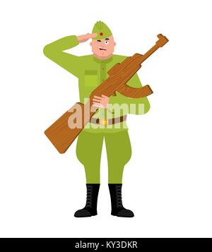 Soldat russe d'armes à feu de bois et les jouets. Maison de vacances militaire en Russie. Illustratioin pour le 23 février. Défenseur de la patrie Jour Illustration de Vecteur