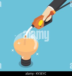 Télévision 3D isométrique de remplissage d'affaires idée par buse de carburant. Idée d'entreprise concept. Illustration de Vecteur