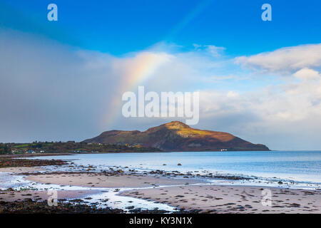 Whiting Bay Isle Saint avec en arrière-plan, l'île d'Arran, Scotland UK Banque D'Images