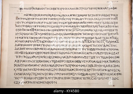 Une possible première siècle manuscrit grec du Nouveau Testament, publié comme un télécopieur par Constantin Simonides en 1861. Simonides a été reconnu coupable d'un faussaire et bien que ce fac-similé a été dénoncée comme un faux, il n'a jamais été prouvé. Banque D'Images