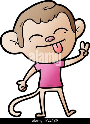 Funny cartoon monkey making peace sign Illustration de Vecteur