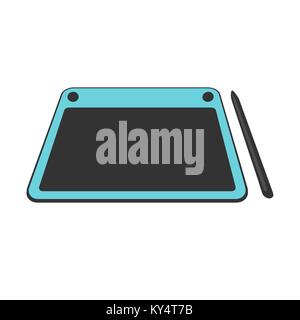 Tablette graphique moderne utilisé pour dessin numérique Illustration de Vecteur