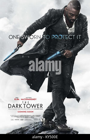 DATE DE SORTIE : Juillet 28, 2017 Title : The Dark Tower STUDIO : Columbia Pictures Réalisateur : Nikolaj Arcel PLOT : Flingueur Roland Deschain erre sur un vieux paysage de l'Ouest à la recherche de la tour sombre, dans l'espoir que l'atteinte elle préservera son monde agonisant avec : Affiches (Crédit : Columbia Pictures/photos) Banque D'Images