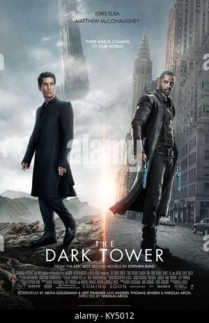 DATE DE SORTIE : Juillet 28, 2017 Title : The Dark Tower STUDIO : Columbia Pictures Réalisateur : Nikolaj Arcel PLOT : Flingueur Roland Deschain erre sur un vieux paysage de l'Ouest à la recherche de la tour sombre, dans l'espoir que l'atteinte elle préservera son monde agonisant avec : Affiches (Crédit : Columbia Pictures/photos) Banque D'Images