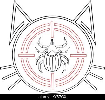 Résumé et tique géométrique icône dans une cible sur un chat Illustration de Vecteur