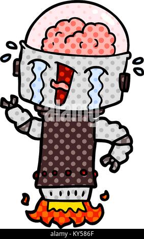 Caricature de pleurer flying robots Illustration de Vecteur