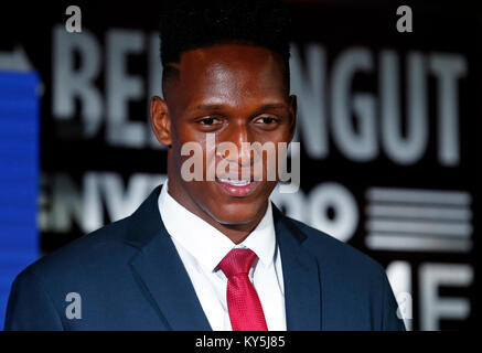 Barcelona, España. 13 Jan, 2018. Présentation de Yerry Mina en tant que nouveau joueur du FC Barcelone, à Barcelone, le 13 janvier 2018. Más Información Gtres Crédit : Comuniación sur ligne, S.L./Alamy Live News Banque D'Images