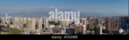 Vue panoramique depuis le Cerro Santa Lucia, Santiago, Chili. Banque D'Images