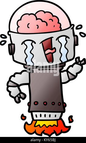 Caricature de pleurer flying robots Illustration de Vecteur