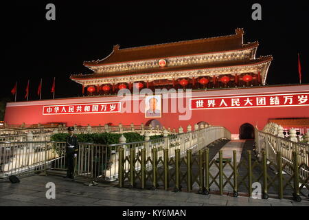 Nuit à Tiananmen à Beijing, Chine.jpg Banque D'Images