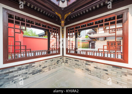 Dans Windows traditionnel chinois Chengdu Temple Daci Banque D'Images