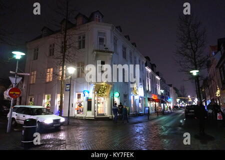 Reykjavík avec décorations de Noël, de l'Islande Banque D'Images