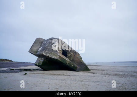 Blockhaus allemand, reste de la DEUXIÈME GUERRE MONDIALE, Le Hourdel, Cayeux-sur-Mer, Normandie, France Banque D'Images