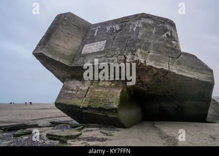 Blockaus allemand, reste de la DEUXIÈME GUERRE MONDIALE, Le Hourdel, Cayeux-sur-Mer, Normandie, France Banque D'Images