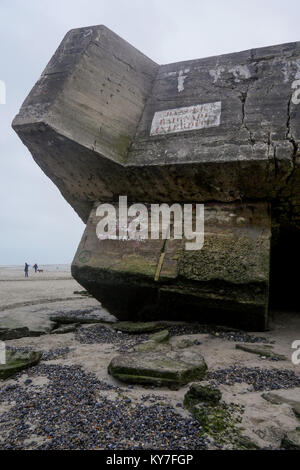 Blockhaus allemand, reste de la DEUXIÈME GUERRE MONDIALE, Le Hourdel, Cayeux-sur-Mer, Normandie, France Banque D'Images