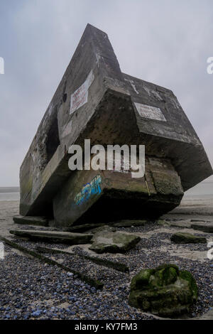 Blockaus allemand, reste de la DEUXIÈME GUERRE MONDIALE, Le Hourdel, Cayeux-sur-Mer, Normandie, France Banque D'Images