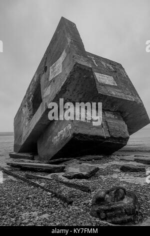 Blockhaus allemand, reste de la DEUXIÈME GUERRE MONDIALE, Le Hourdel, Cayeux-sur-Mer, Normandie, France Banque D'Images